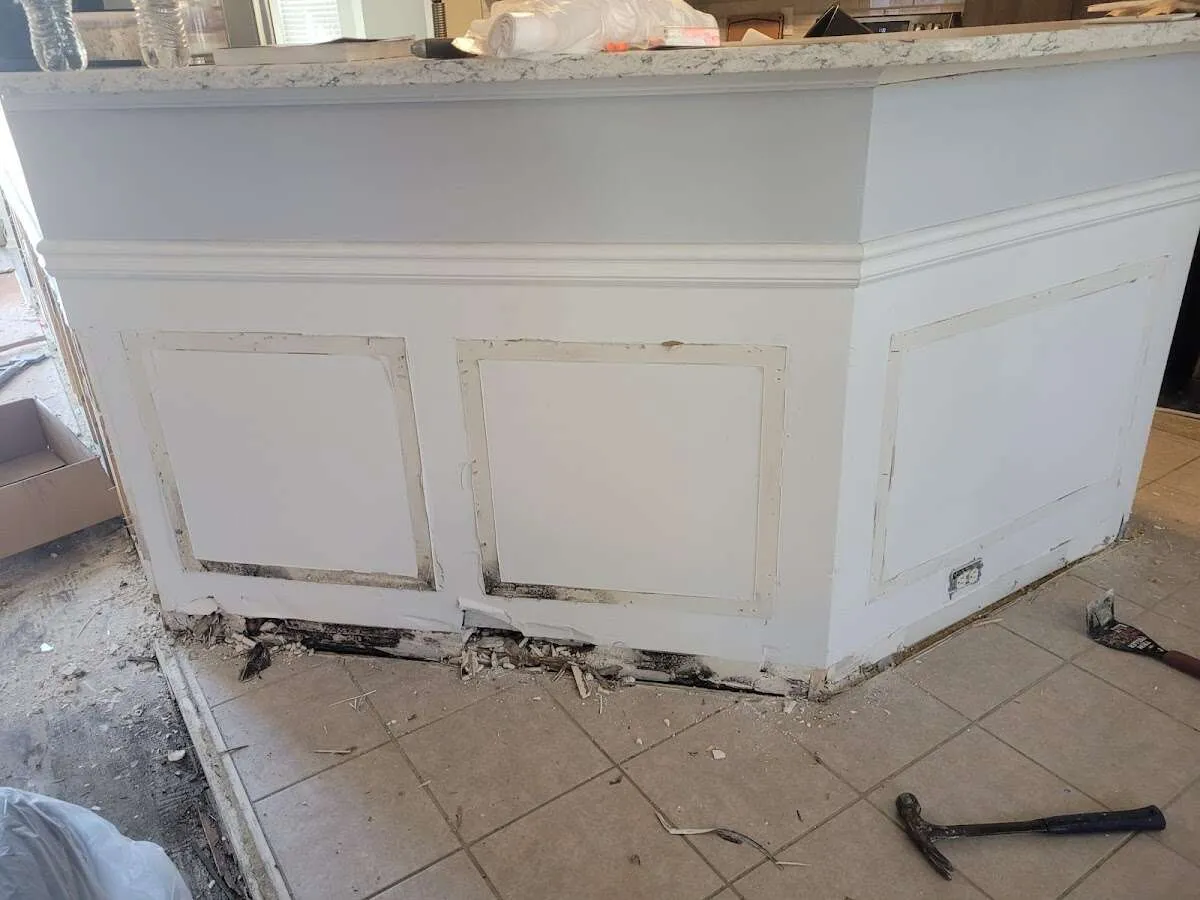 Water damage and mold on kitchen during Storm Damage Restoration in Chester